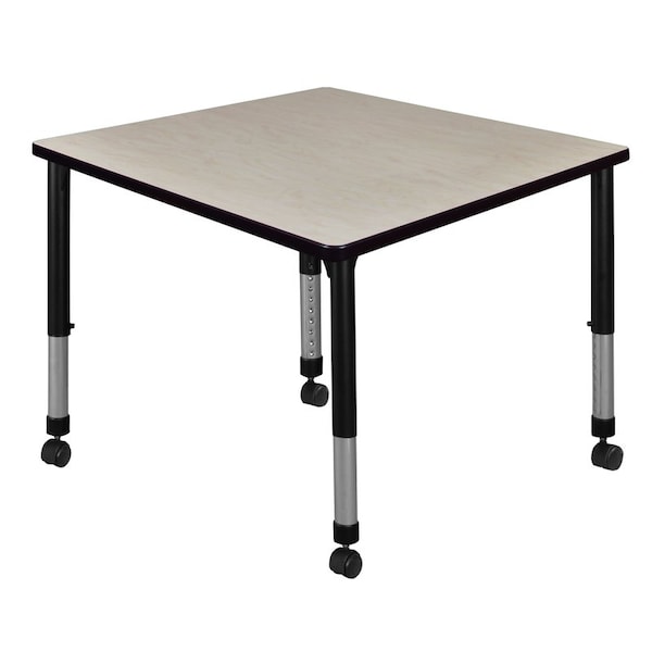 Regency Square Mobile Tables, 42 W, 42 L, 23-34 H, Wood, Metal, Maple TB4242PLAPCBK - main